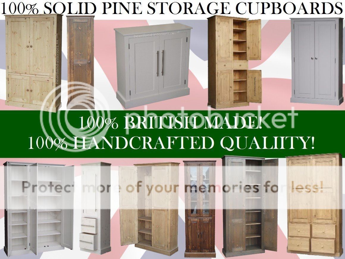 100 Solid Wood Cupboard, White Painted Pantry/Larder/Linen/Kitchen